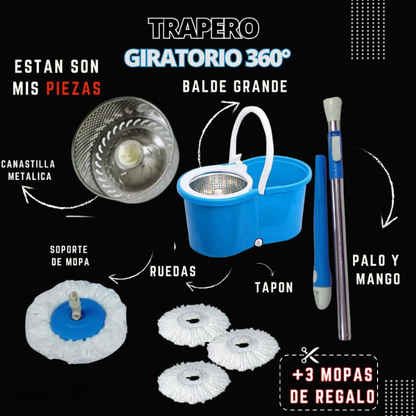 Trapeador Mágico 360° con Balde