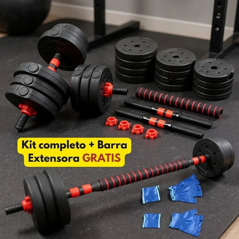 SET de Pesas Completo 44 LBS + Barra Acolchada GRATIS 🔥 KIT COMPLETO - 1