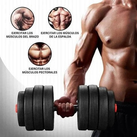 SET de Pesas Completo 44 LBS + Barra Acolchada GRATIS 🔥 KIT COMPLETO - 4